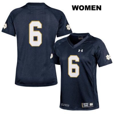 Notre Dame Fighting Irish Women's Tony Jones Jr. #6 Navy Under Armour No Name Authentic Stitched College NCAA Football Jersey CWV7599XZ